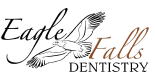 Logo of Eagle Falls Dentistry featuring an eagle and dental imagery in a professional design.