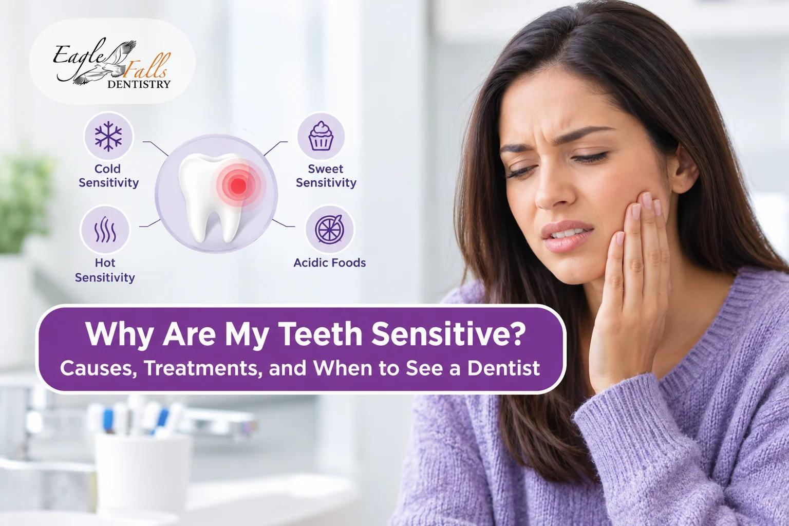 Woman experiencing tooth sensitivity and dental pain